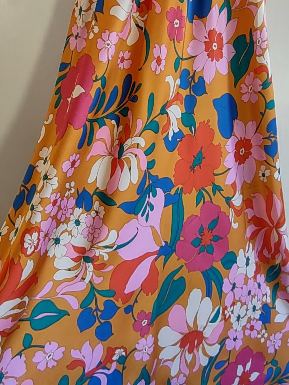 NWT Sage + Paije Satin Floral Halter Dress Size Large High Draped Neck Fall Chic - Picture 9 of 13